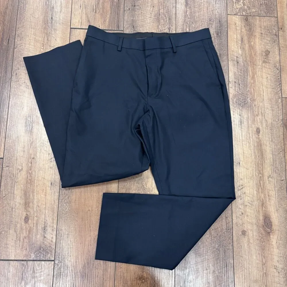 BANANA REPUBLIC Mens 33x30 Slim Fit Stretch Cotton Dress Pant Black  S/795787-00